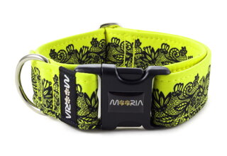 Obojek Black Print Lace Neon Yellow
