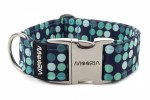 Obojek Cyan Dots s kovovou sponou