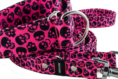 Obojek  Skulls pink